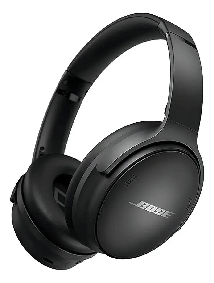 Bose QuietComfort Headphones (2ª geração): Fone over-ear preto em ângulo de três quartos, com logotipo Bose prateado na concha, em fundo branco.